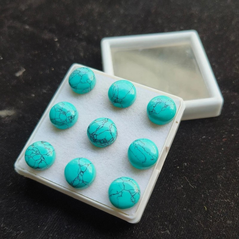 AAA+ Synthetic Top Quality Blue Turquoise Cabochon Round Shape Loose Gemstone gallery