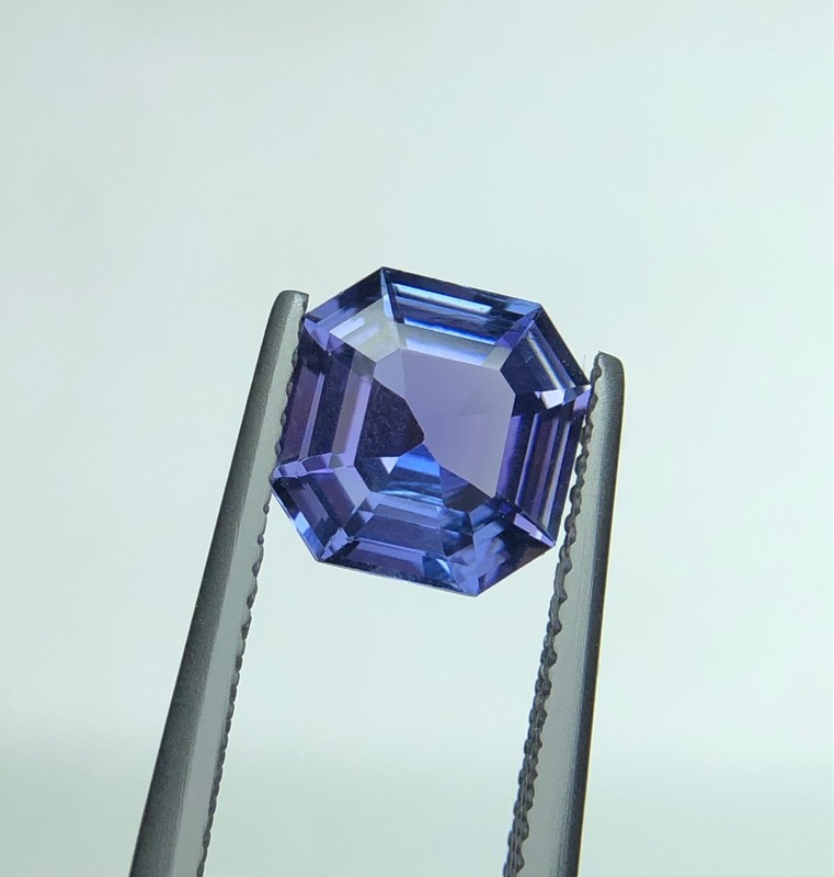 2.68 Carats No Heat Tanzanite Asscher Cut Natural Tanzania Loose Gemstone