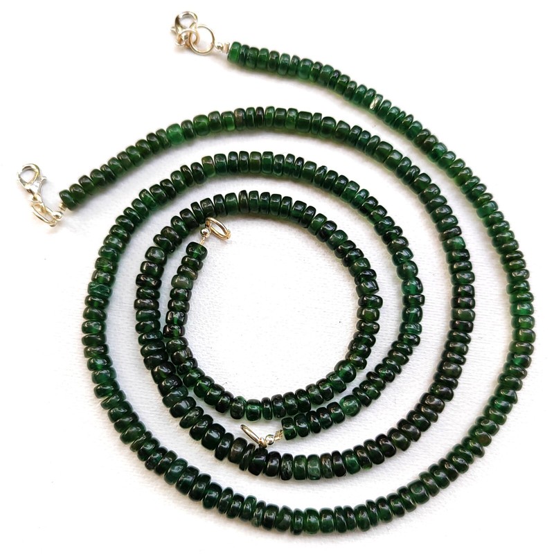 Natural Bottle Green Apatite 5 to 6 mm Size Smooth Rondelle Beads 16″ Necklace