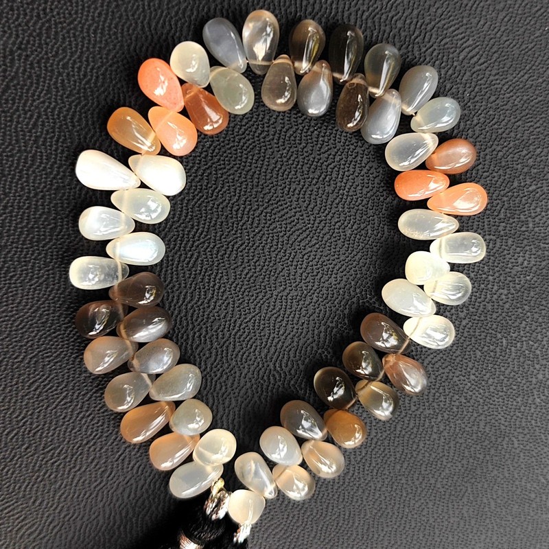 Multicolor Moonstone 8x5mm Smooth Teardrop Shape Beads 7" Strand India Gemstones gallery