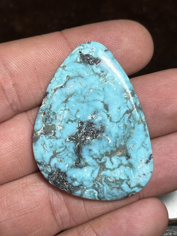 Stormy Mountain Turquoise Cab 72ct Natural Nevada Gemstone Beautiful Pattern