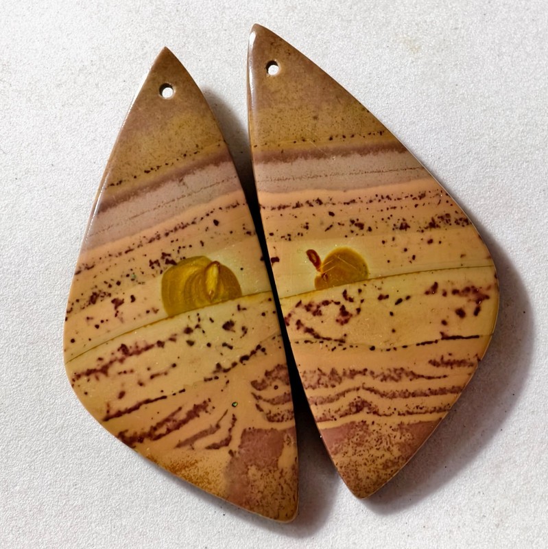 73 Cts Natural Cherry Creek Jasper Drilled Pair Cabochon Gemstone 47.9 X 21.5 MM gallery