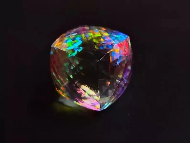 52 Ct Natural Multi-Color Mystic Topaz Loose Gemstone Certified Fancy Cube Cut gallery