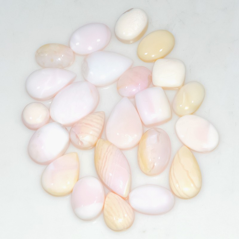 23 Pcs 61 Cts Synthetic Pink Opal Cabochon Loose Gemstone Lot 16×7 6x6mm #3768