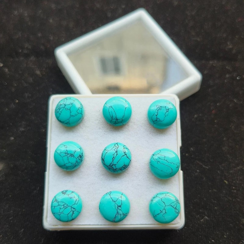 AAA+ Synthetic Top Quality Blue Turquoise Cabochon Round Shape Loose Gemstone gallery