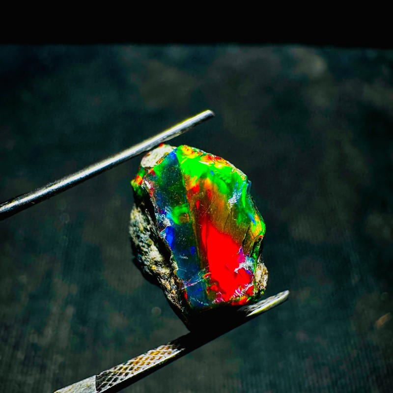 Ethiopian Black Opal Rough Rainbow Fire Raw Gemstone For Jewelry Making 7 CT gallery