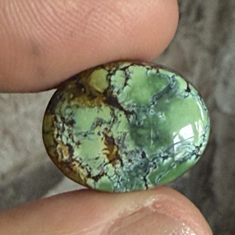 14.10ct 18.7c14.7x6.5mm Green Qingu Mine Turquoise Oval Cabochon Backed Stone gallery