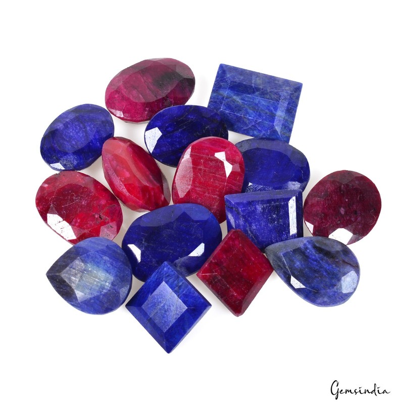 Top Quality Natural Ruby Sapphire Mix Cut Loose 11-17mm Gems For jewelry/15 Pcs gallery