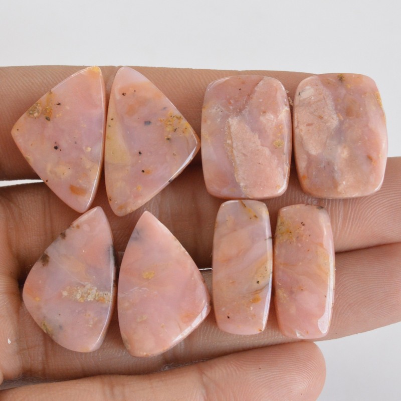 4Pairs 106Cts Natural Pink Opal Gemstone Cabochon Pairs Lot 22×10-24x15mm#14226