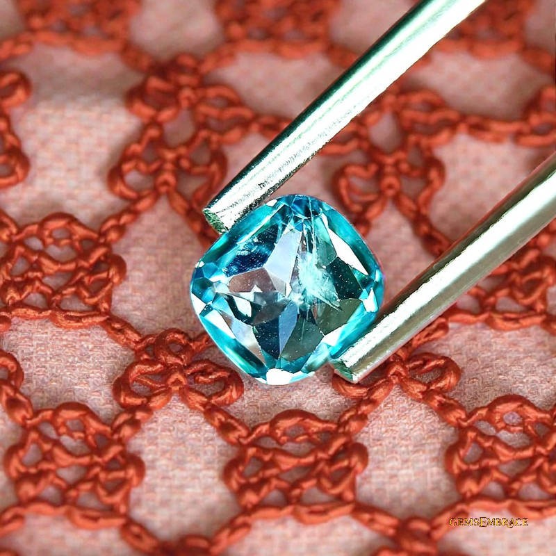 Natural Blue Zircon 1.25ct Cushion Cut Ratanakiri Cambodia Gentle Heated Loose G gallery