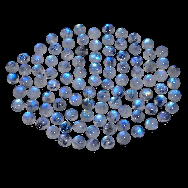 Natural Rainbow Moonstone Round Cabochon Gemstone Lot 20 Ct 7X7X4 mm UGL-5