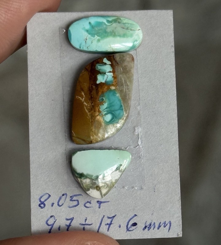8.05ct 9.7-17.6mm 3pc Lot Unique Royston Turquoise Cabochons Mixed Shape