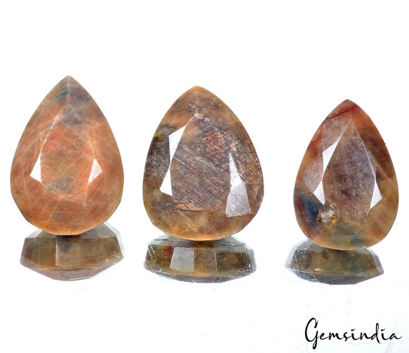 1070 Cts/3 Pcs Natural Untreated Brown Sapphire Pear Faceted Cut Loose Gems Lot gallery