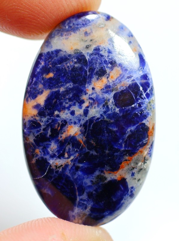 28 CT 6X20X33 mm NATURAL DESIGNER BLUE SODALITE OVAL CABOCHON GEMSTONE HK-153