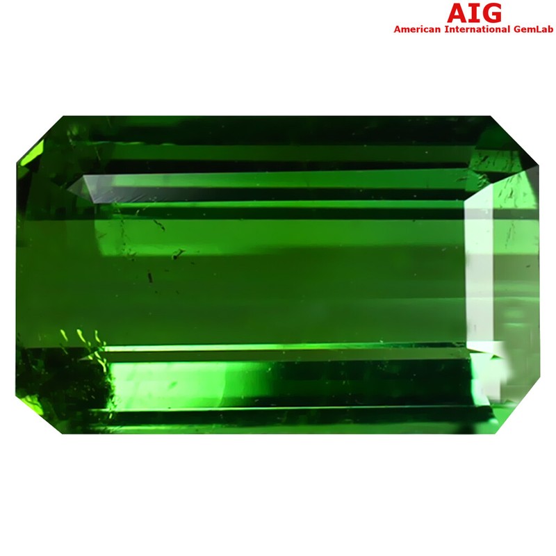 6.69 ct AIG Certified Flashing Octagon Shape (14 x 8 mm) Green Tourmaline