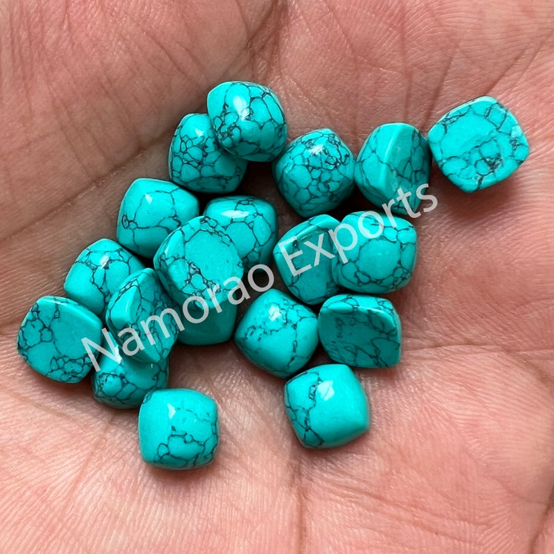 Synthetic Blue Turquoise Cushion 6x6 mm to 20 mm Cabochon Loose Gemstone Lot gallery