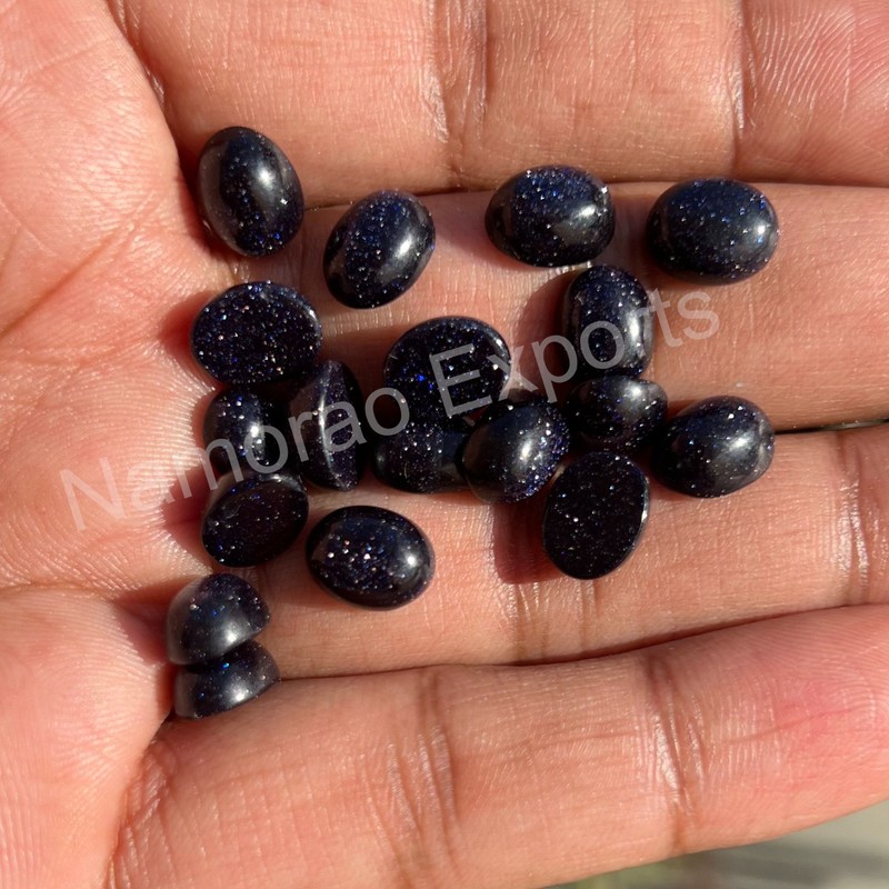 Blue Goldstone Oval 3x5 mm to 15x20 mm Cabochon Loose Gemstone Lot gallery