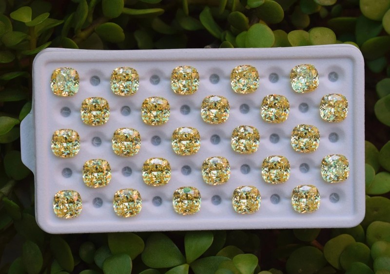 25 Pieces Yellow Zircon Cushion Cut 10×10 mm IGCL Certified Gemstone Lot