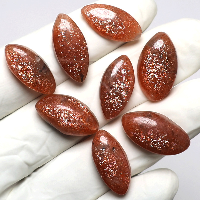 Tanzania 8 Pcs Natural Confetti Sunstone AAA Quality 21-23mm Cabochon Gemstones gallery