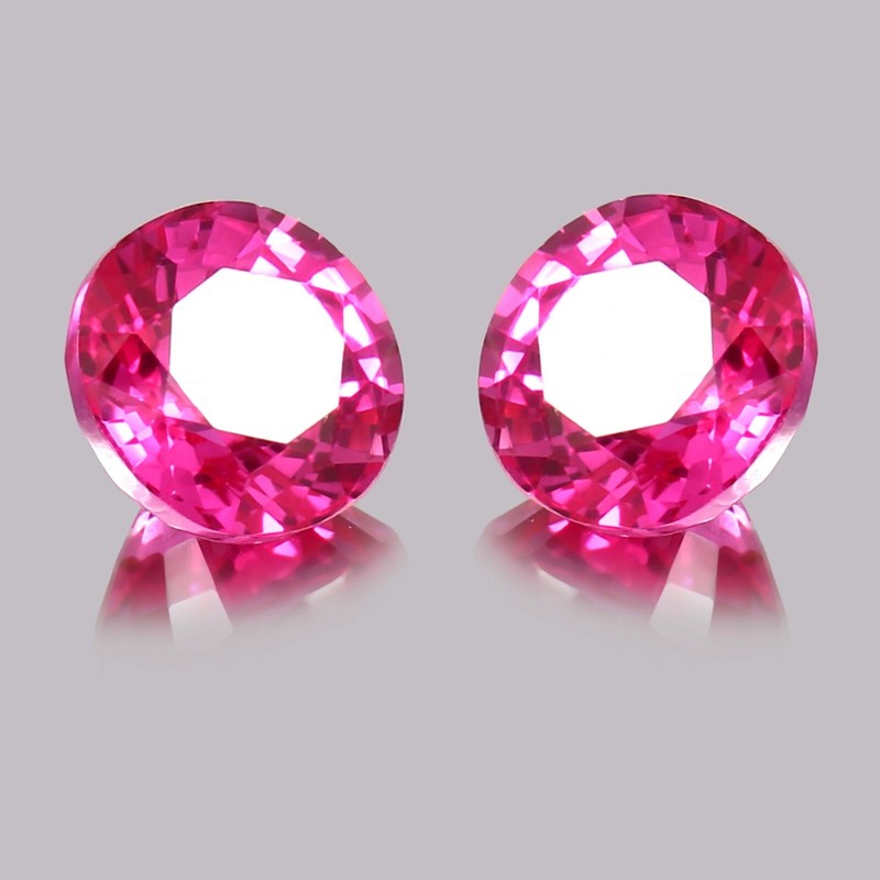 Natural Ceylon Pink Sapphire Loose Round Matched Pair Gemstone Cut 7x7 MM gallery