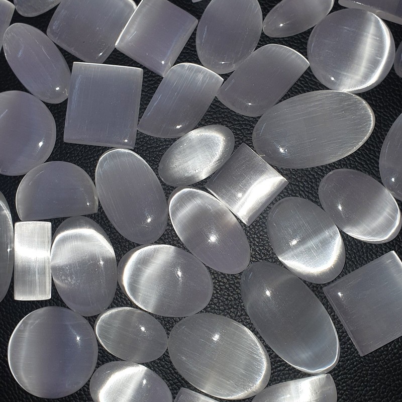 Natural Selenite Loose Healing Cabochon Gemstone For Bracelet Making