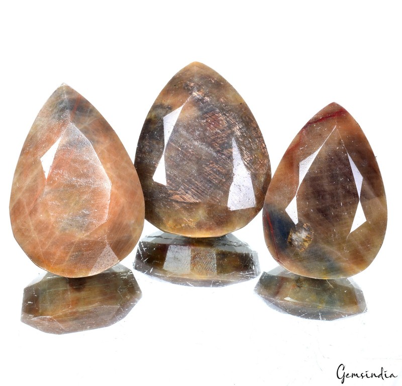 1070 Cts/3 Pcs Natural Untreated Brown Sapphire Pear Faceted Cut Loose Gems Lot gallery