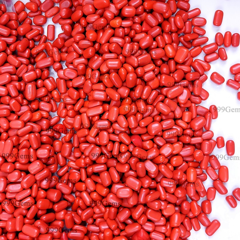 50 Pcs Synthetic red coral capsule Shape Cabochon Wholesale Gemstone Lot 8-12mm gallery