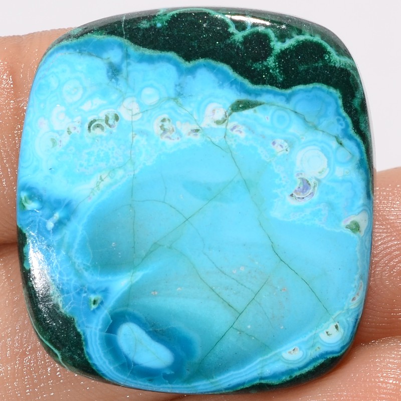 Natural Malachite Chrysocolla Radiant Cabochon Gemstone 54 Ct 28X25X5mm EE-45260