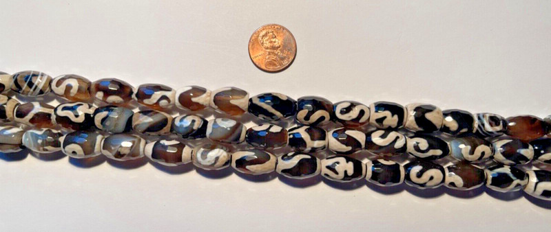 ETCHED AGATE BEADS 15″ STRAND BROWN/WHITE 15/10MM 23-26 PCS OVAL BELOW WHOLESALE
