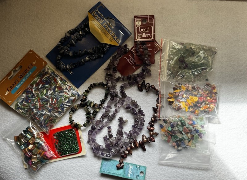 New Old Stock Mix LOT of Drilled Natural Nugget Pebble Stones Gem Beads