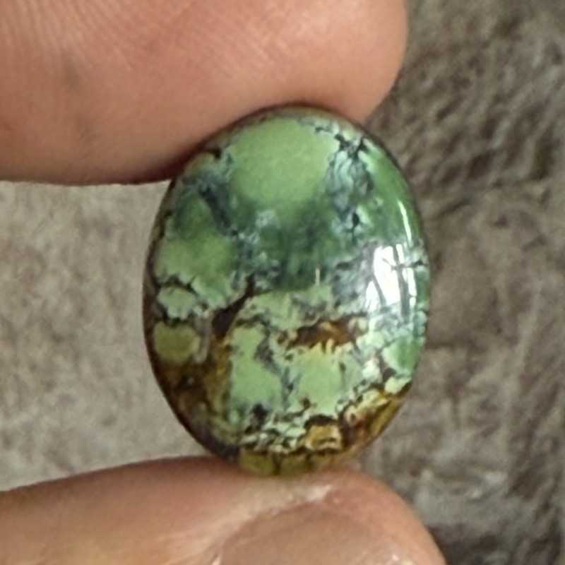 14.10ct 18.7c14.7x6.5mm Green Qingu Mine Turquoise Oval Cabochon Backed Stone gallery