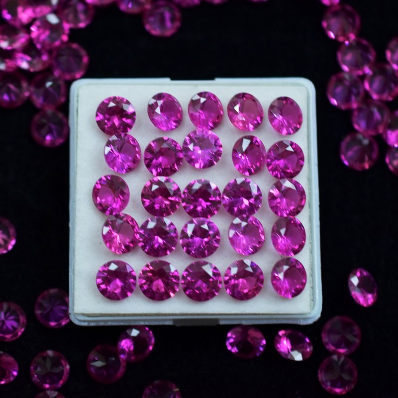 A+ Certified Natural Pink Ruby Round Cut 4Pcs 5x5 mm Lot Gemstone Free Delivery gallery