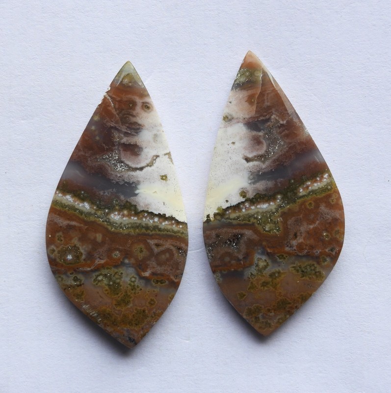 47.50 Cts Natural Ocean Jasper (40.3mm X 20mm each) Cabochon Loose Match Pair