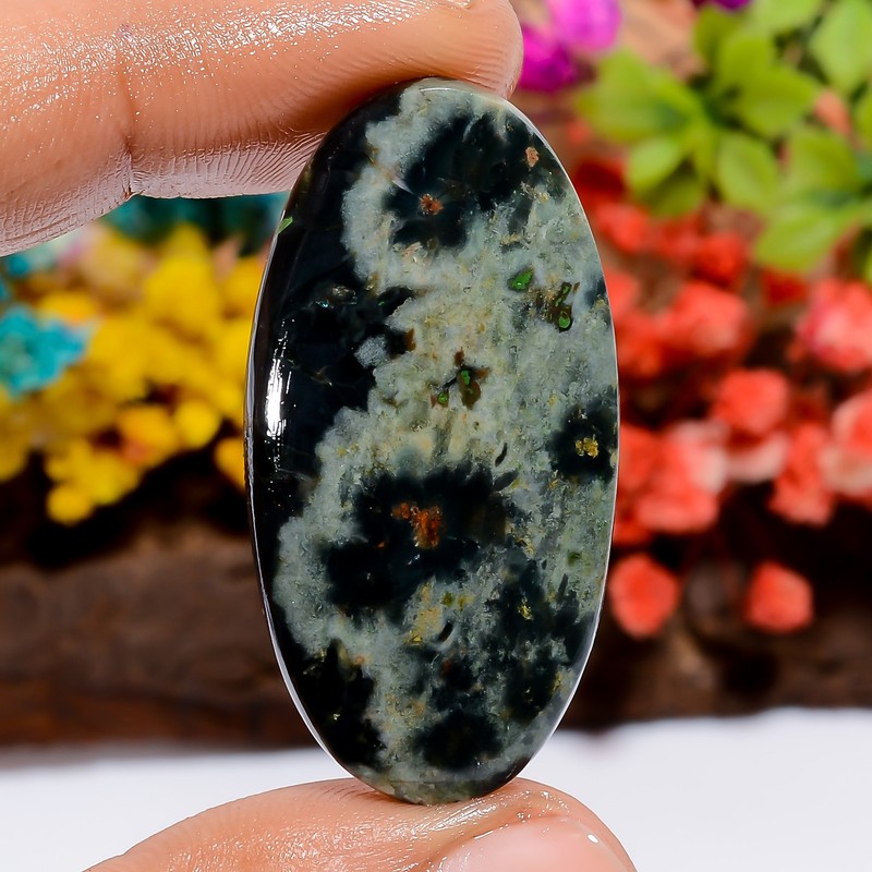 Authentic Ocean Jasper Oval Shape Cabochon Loose Gemstone 43 Ct. 41X20X4 mm