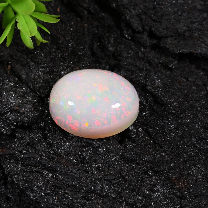 7.40 Ct Natural Ethiopian Fire Opal Cabochon Loose Gemstone 15x12x7 mm Video gallery