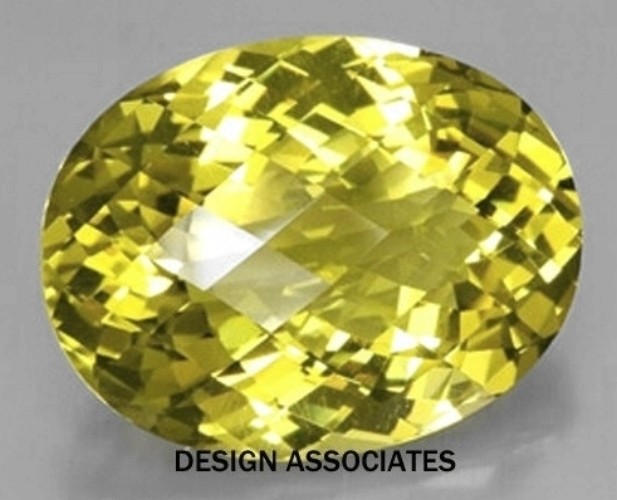 LEMON QUARTZ 14 x 10 MM OVAL BRIOLETTE CUT CHECKERBOARD TOP ALL NATURAL AAA