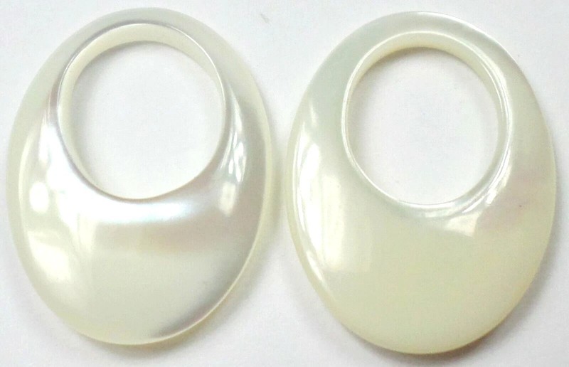 3 Sets (6) Gorgeous Iridescent Mother Of Pearl Gemstone HOOPS Pretty 20x15mm