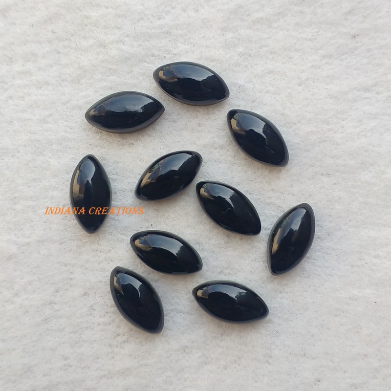 Black Onyx Marquise Cabochon 5x10mm To 12x24mm Natural Loose Gemstone gallery