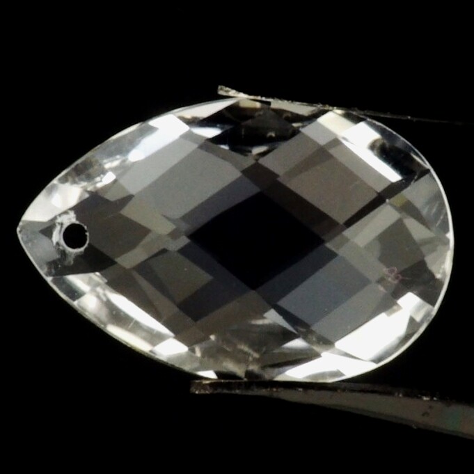 DIAMOND QUARTZ 20 x 14 MM PEAR BRIOLETTE CUT CENTER DRILLED ALL NATURAL F-1599