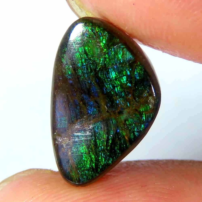 4.50Cts.100%Natural Multi Fire Ammolite Fancy Cabochon 9x14x3mm Losse Gemstone