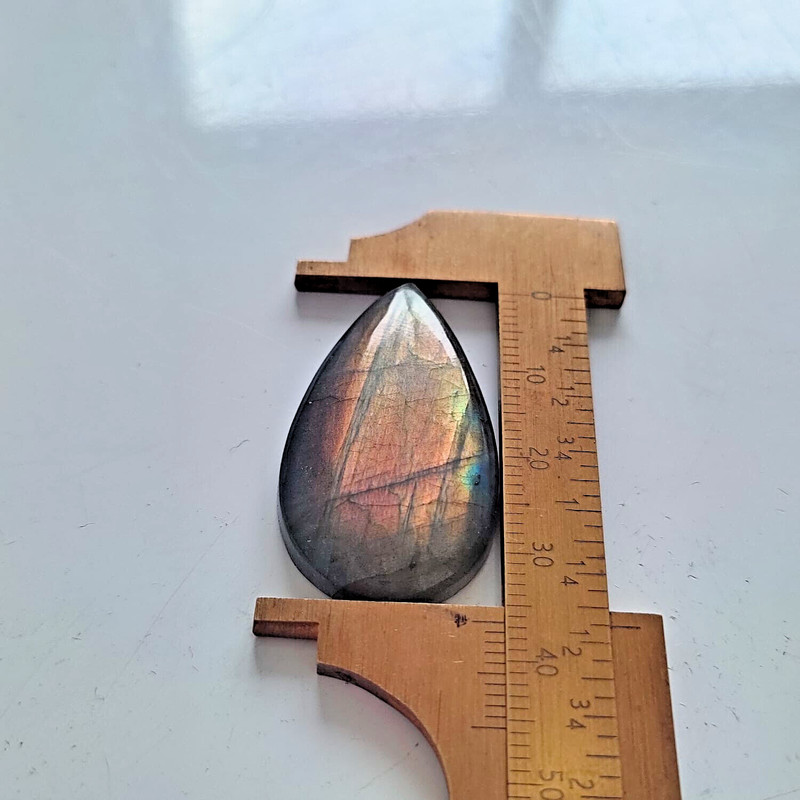 34Crt Natural Multi Fire Labradorite Pear Cabochon Loose Gemstone 36x21mm #16