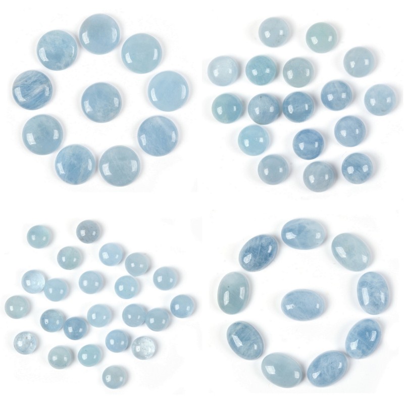 6mm 8mm 10mm 12mm 20mm Natural Aquamarine Gemstone Round Oval Cab Cabochon Lot