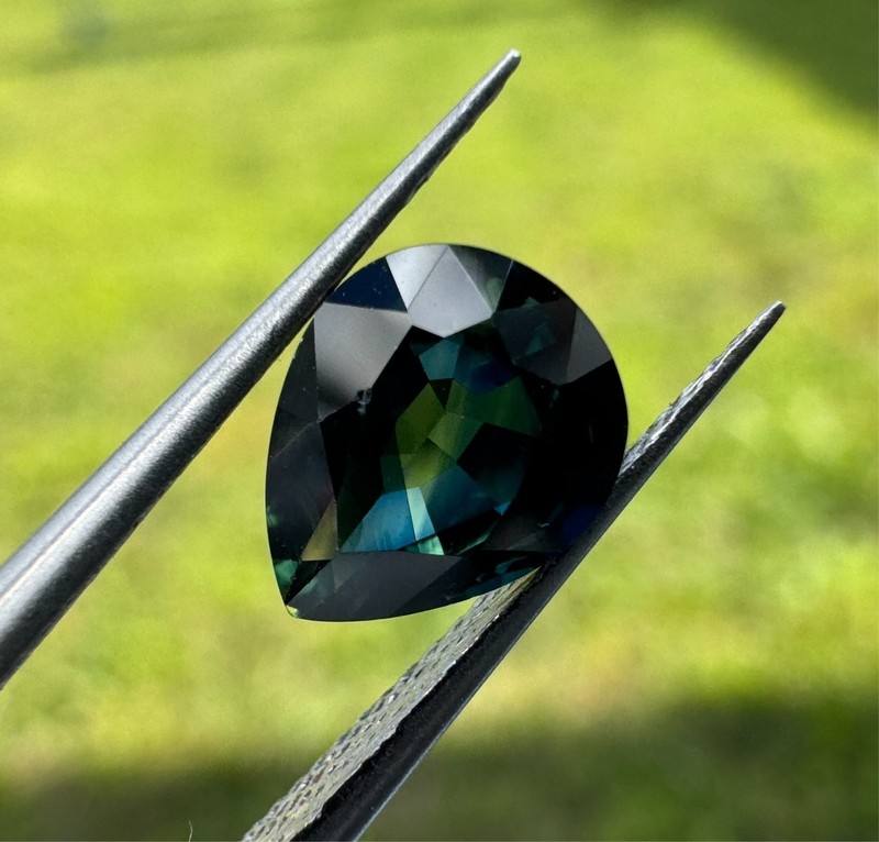 Natural No Heat Teal Blue Sapphire 1.63ct Pear Cut GRA Certified