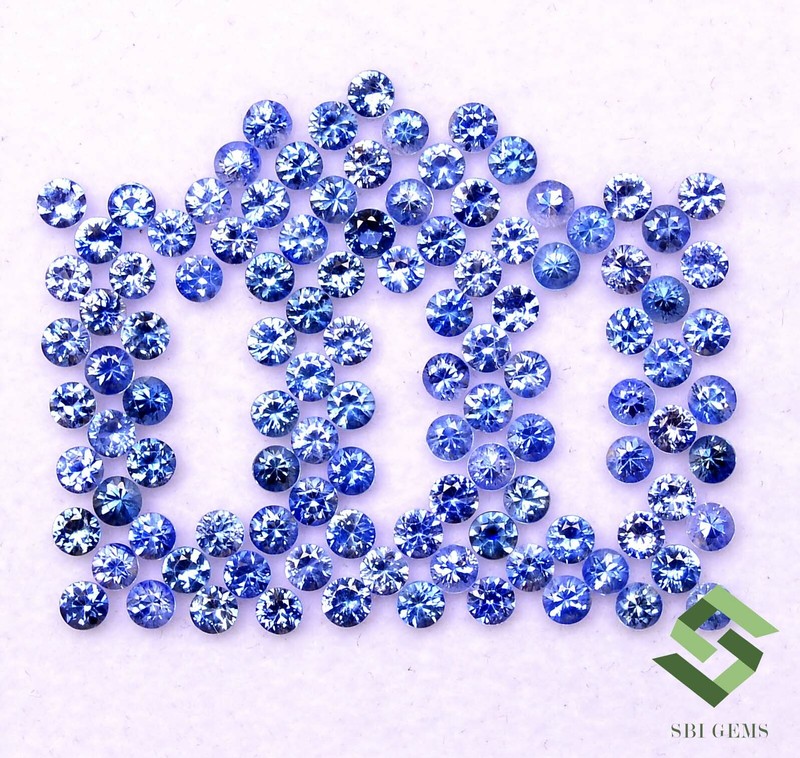 Natural Blue Sapphire Round Diamond Cut 2 mm Lot 50 Pcs Loose Gemstones