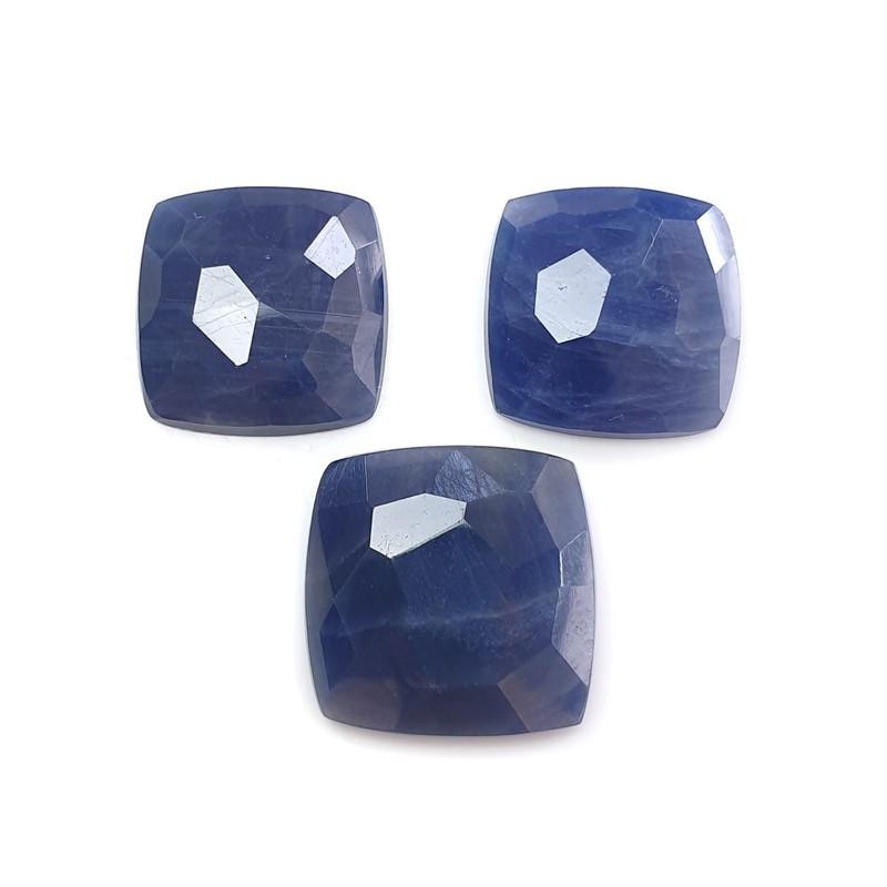 48.00cts Natural Blue Sapphire Gemstone Faceted Cushion 16mm – 18.5mm 3pcs Set