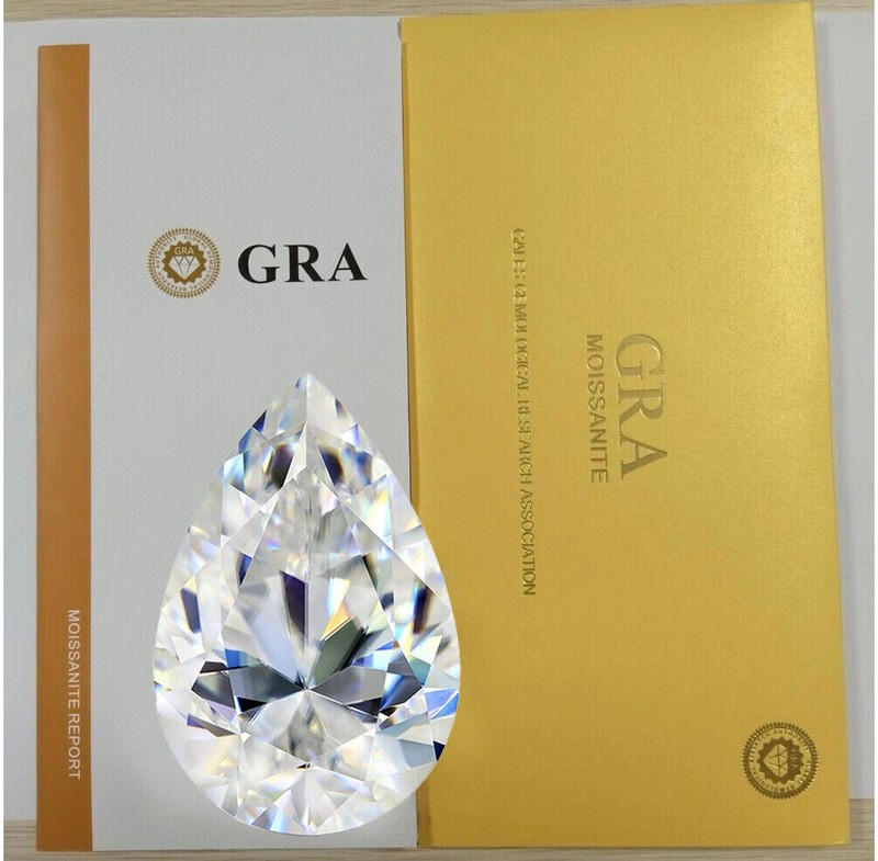 Loose Moissanite Pear Cut Real GemStone W. GRA Certificate All Sizes VVS1 D