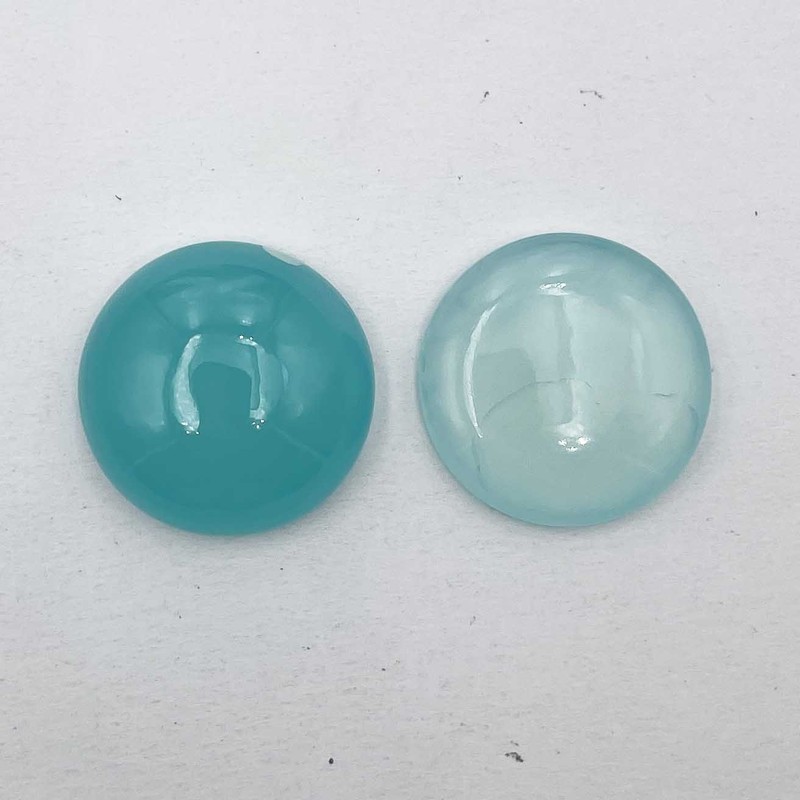 Natural Aqua Chalcedony Round Cabochon Loose Gemstone Lot 2 Pcs 25 MM 73 CT