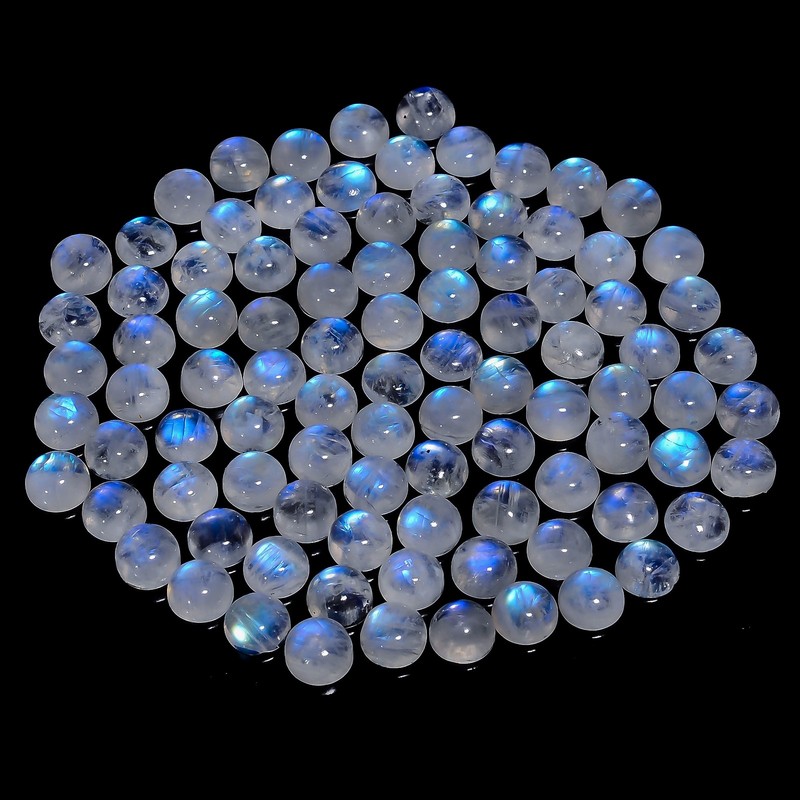Natural Rainbow Moonstone Round Cabochon Gemstone Lot 20 Ct 8X8X4 mm EEL-11