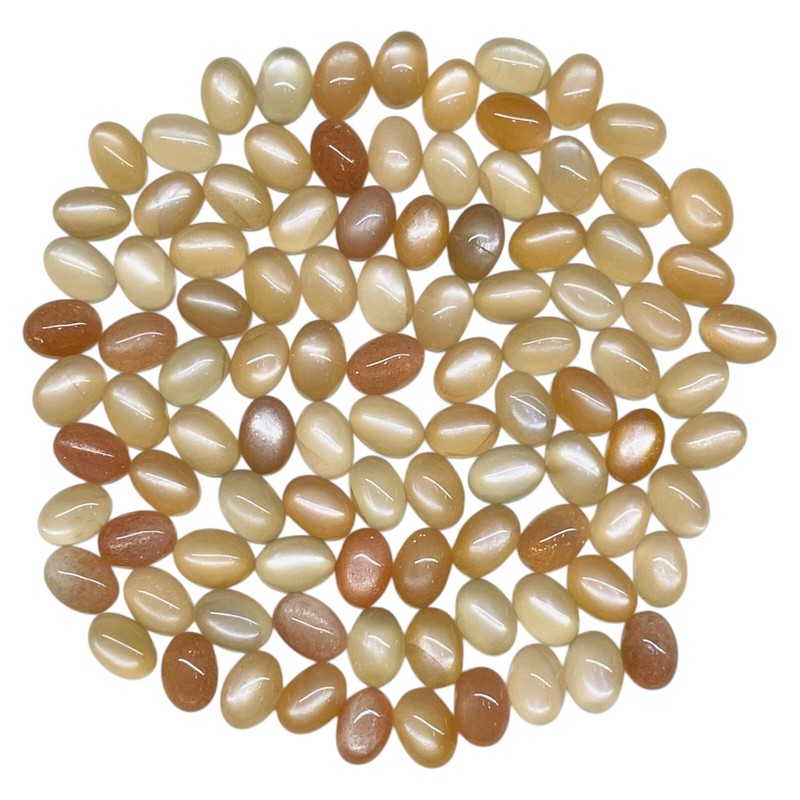 100 Pcs Natural Peach Moonstone 7x5mm Oval Cabochon Gemstones Wholesale Lot gallery