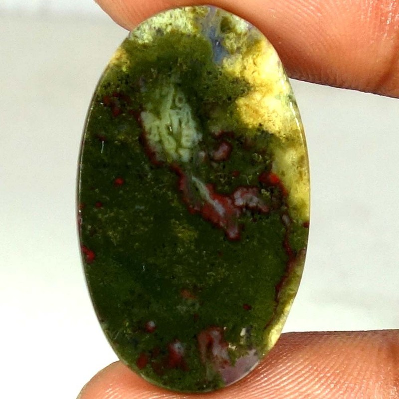22.00Cts 100% Natural Super Indonesia Moss Agate Oval Cab Gemstones 19x 31x 05mm gallery